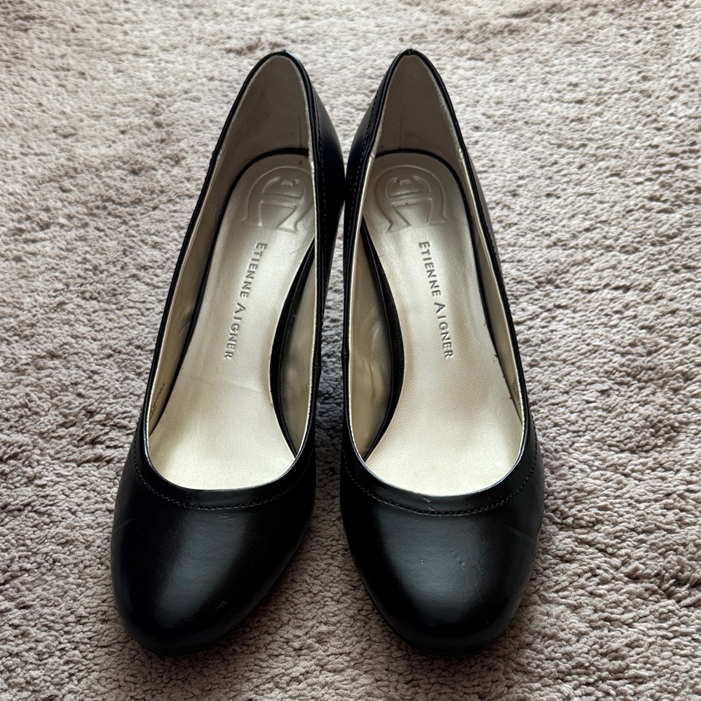 Etienne Aigner Classic Black Heels with Rounded Toe. Brand New. Size 8.